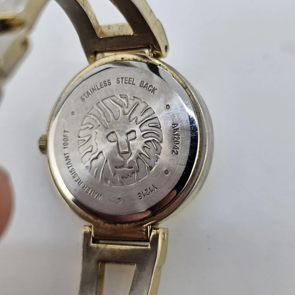 Anne Klein Women's Watch 28MM Gold Dial Gold Bracelet Bands 5.75